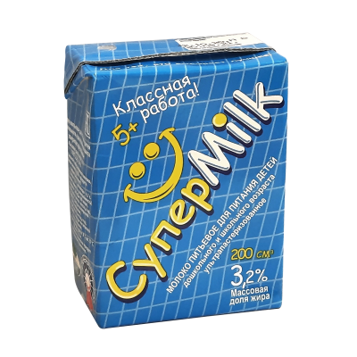 Молоко  ультрапастеризованное "Супер Milk"3,2%, 200 мл